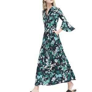 NWT Banana Republic Botanical Print Flutter Sleeve Casual Maxi Dress